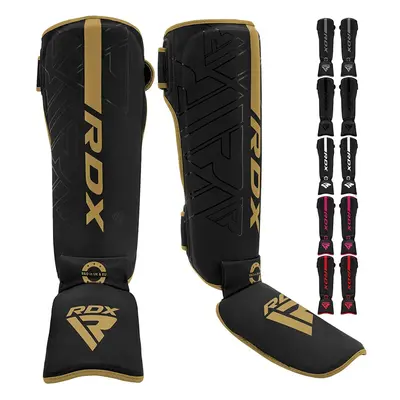 (Golden, Large) RDX Shin Guards for Kickboxing, Muay Thai