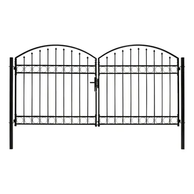 (300 x cm) vidaXL Fence Gate Double Door with Arched Top Steel Black Barrier Multi Sizes