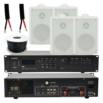 400W LOUD Outdoor Bluetooth System 4x White Speaker Weatherproof Garden Music