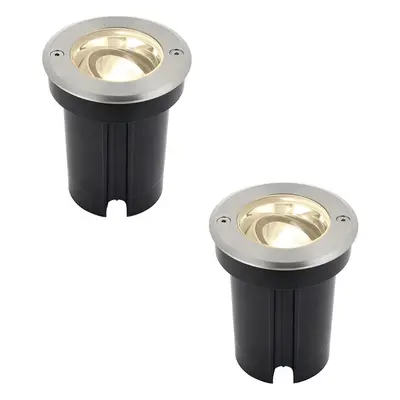 2 PACK Stainless Steel IP67 Ground Light - 6W Warm White LED - Tilting Head