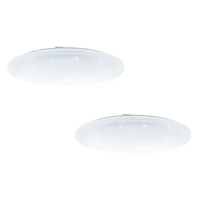 2 PACK Flush Ceiling Light White Shade White Plastic With Crystal Effect LED 36W