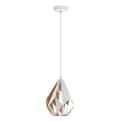 Hanging Ceiling Pendant Light White & Gold Geometric 1x 60W E27 Feature Lamp