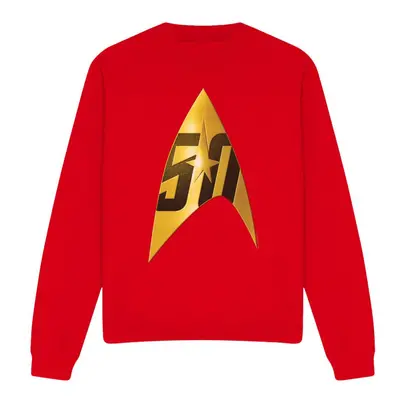 (S, Red) Star Trek Unisex Adult 50th Anniversary Delta Sweatshirt