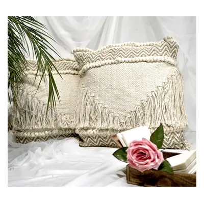 Oparun Box Set of Boho Throw Pillow Covers for Couch x Inch Textured Boho Pillow Hand-Woven Tuft