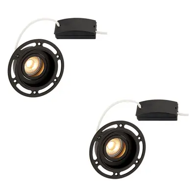 2 PACK Trimless Plaster-In Downlight - 50W GU10 Reflector LED - Matt Black