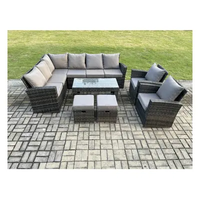 Fimous Seat Rattan Garden Furniture Corner Sofa Set Outdoor Patio Sofa Chair Table Set with Smal