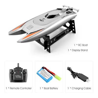 (WHITE) 2.4G Radio Rc Boat 30Km/h Racing Boat High Speed Speedboat 20Mins Battery Ch Dual Motor 