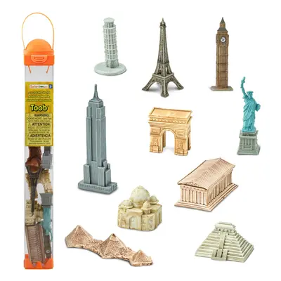 Safari Ltd Around The World TOOB - Figurines: Leaning Tower of Pisa, Eiffel Tower, Taj Mahal, St