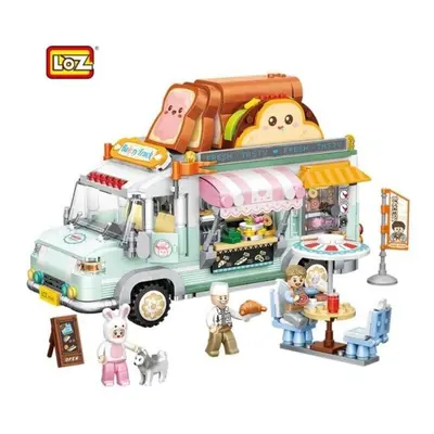 (as the picture, no box) 1388pcs Loz Blocks Bakery Truck Model Car Building Bricks For Girl Educ