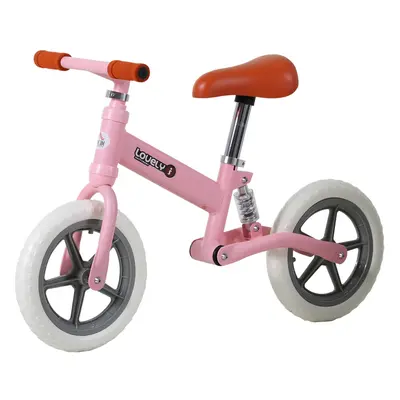 HOMCOM Kid Balance Bike ChildrenBicycle Adjustable Seat Years No Pedal Pink