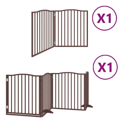 (brown, x x cm/ pcs) vidaXL Dog Gate with Door Foldable Dog Fence Pet Gate Dog Barrier Poplar Wo