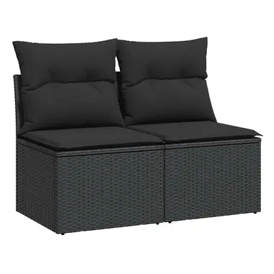 (black, without storage) vidaXL Garden Sofa Set Piece with Cushions Couch Brown Poly Rattan Acac