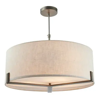 Ceiling Pendant Light Brushed Bronze Plate & Natural Linen x 40W E27