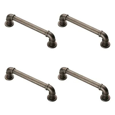 4x Pipe Design Cabinet Pull Handle 128mm Fixing Centres 12mm Dia Pewter