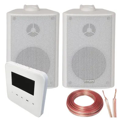 100W WiFi & Bluetooth Wall Mounted Amplifier & 2x 60W White Wall Speakers System