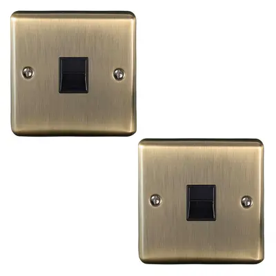 2 PACK BT Telephone Slave Extension Socket ANTIQUE BRASS & Black Secondary Plate