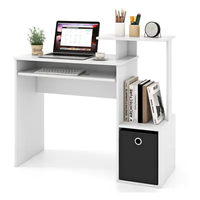 Space-saving Computer Desk with Pull-out Keyboard Tray-White