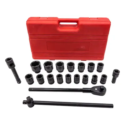 21PCS 3/4 inch 19-50mm Drive Deep Impact Socket Set Garage Repair Ratchets