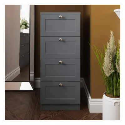 FWStyle Dark Grey Drawer Tall Chest Of Drawers Panelled Design