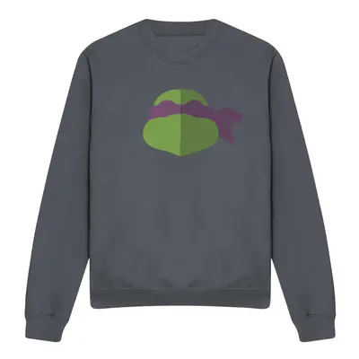 (L, Charcoal) Teenage Mutant Ninja Turtles Unisex Adult Donatello Face Sweatshirt