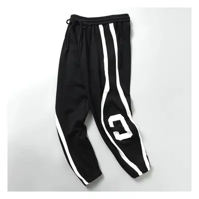 (black, 5XL) Plus Size 10xl Korean Autumn Winter Fashion Casual Drawstring Fleece Sports Pants M