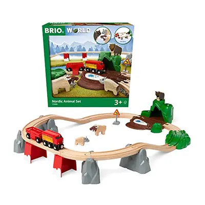 BRIO World Nordic Animal Set | Wooden Toy Train Set for Kids Age and Up