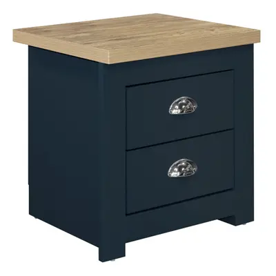 Birlea Highgate Drawer Bedside - Navy Blue & Oak - Farmhouse Style