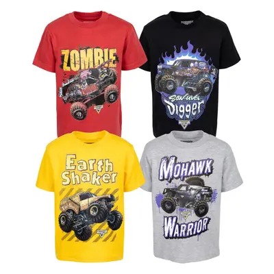 Monster Jam Earth Shaker Zombie Grave Digger Toddler Boys Pack Graphic TShirts 3T