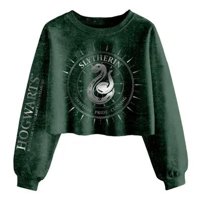 Harry Potter Unisex Adult Slytherin Constellation Acid Wash Crop Sweatshirt