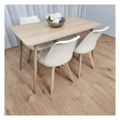 Rectangle Oak Effect Dining Table With Cream Tulip Chairs Table Set