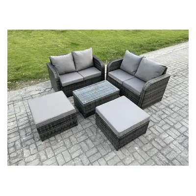 Fimous Rattan Garden Furniture Set Seater Patio Outdoor Lounge Sofa Set with Rectangular Coffee 