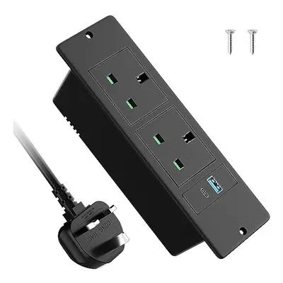 Recessed Power Strip with USB C PD20W, Desk Power Socket with USB, Power Extension Lead Outlets 