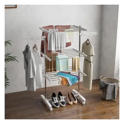 HOMCOM Layer Folding Cloth Hanger Stand Towel Hanging Dryer Rack Holding Airer