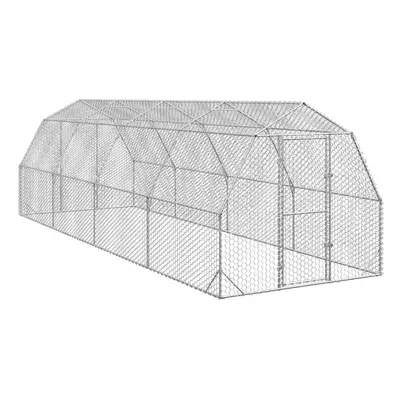 (Without roof, 2.5 x x 2.25 m) vidaXL Chicken Run 2.5x4x2.25 m Galvanised Steel walk-in chicken 