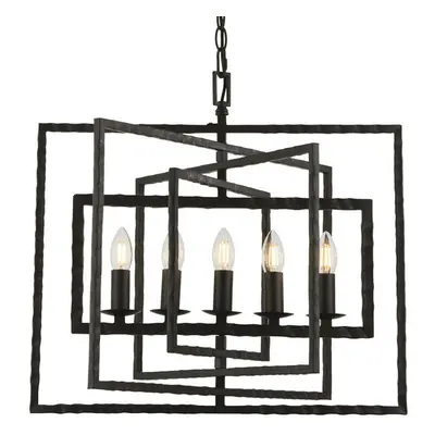 Multi Light Ceiling Pendant Bulb Aged Steel Metal Frame Candelabra Lamp Holder