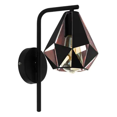 LED Wall Light / Sconce Geometric Black & Antique Copper x 60W E27 Bulb