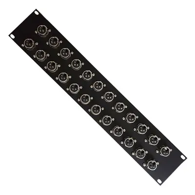 24 Port XLR Patch Panel 2U Rack Pin Female Audio Socket Connector Chassis