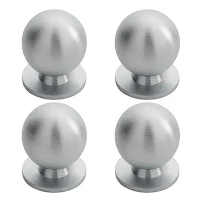 4x Solid Ball Cupboard Door Knob 25mm Diameter Satin Chrome Cabinet Handle