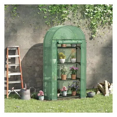 Outsunny x x 160cm Mini Greenhouse Portable Green House with Shelf Green