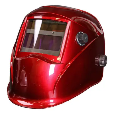 Red Auto Darkening Welding Helmet - Adjustable Shade Knob - Grinding Function