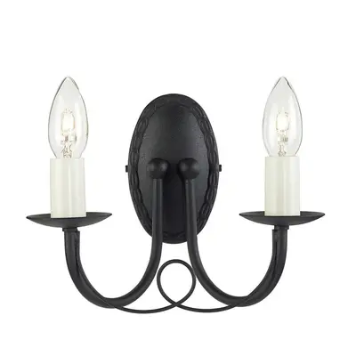 Twin Wall Light Lower Ceiling Black Metal Looped Drapes Black LED E14 60W