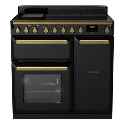 Rangemaster Estel Deluxe 90cm Electric Range Cooker with Induction Hob - Black / Antique Brass -