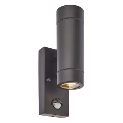 Twin Up & Down Wall Light - PIR Sensor - x 7W GU10 LED - Matt Black