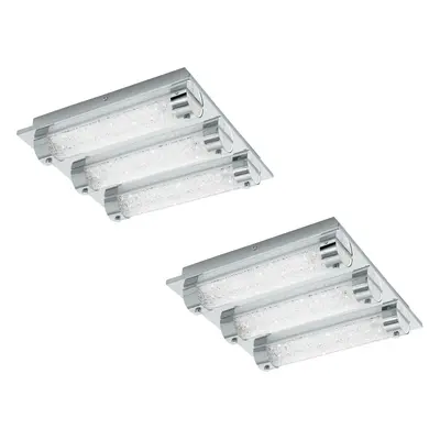 2 PACK Wall Flush Ceiling Light Colour Chrome Shade Clear Crystal LED 3x7W