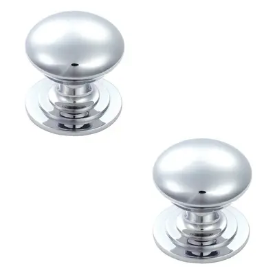 2x Victorian Round Cupboard Door Knob 50mm Dia Polished Chrome Cabinet Handle