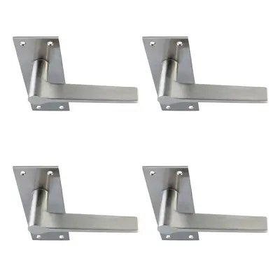 4x PAIR Flat Straight Handle on Slim Lock Backplate x 50mm Satin Nickel