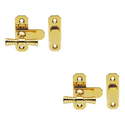 2x Window T Handle Fastener x 19mm Polished Brass Cabinet Door Lock