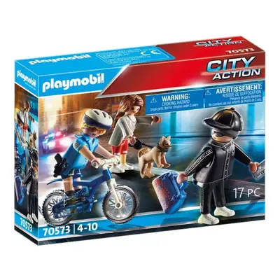 Playmobil City Action Police Bicycle with Thief Playset Is Complete With Accessories For Ages Ye