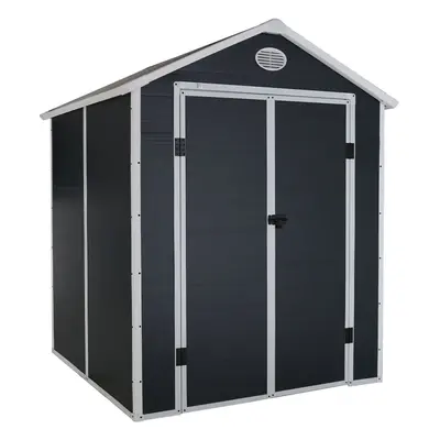 Charles Bentley Plastic Storage Garden Shed 6.3ft x 6.2ft Grey Medium Roof Outdoor Garden Tall B