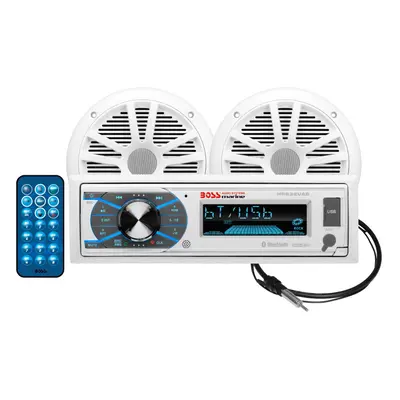 TheWholesaleHouse Boss Marine Single Din Media Receiver with Bluetooth Pair 6.5" speakers antenn